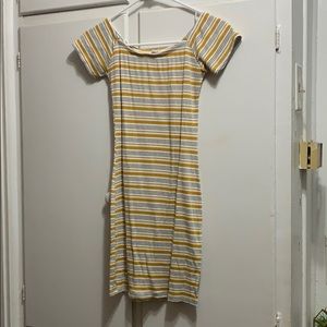Yellow and grey stripe dress